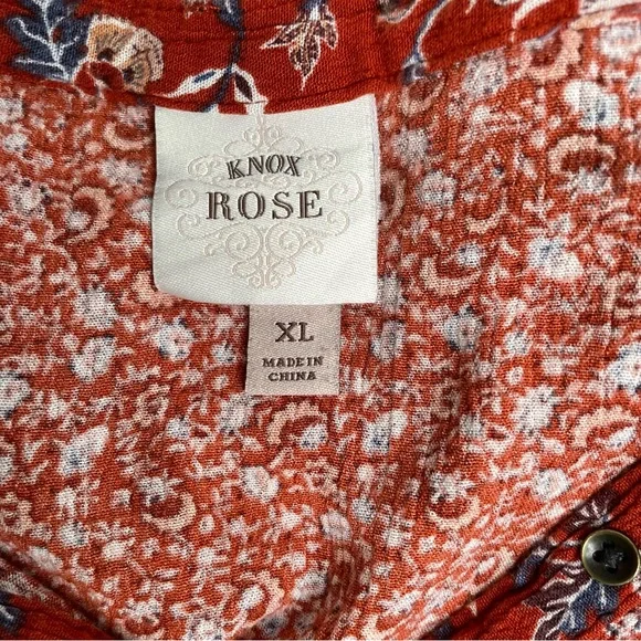 Knox Rose Sz XL (16) Floral Boho Cottagecore Dress Asymmetrical Hem Pockets - Picture 10 of 11